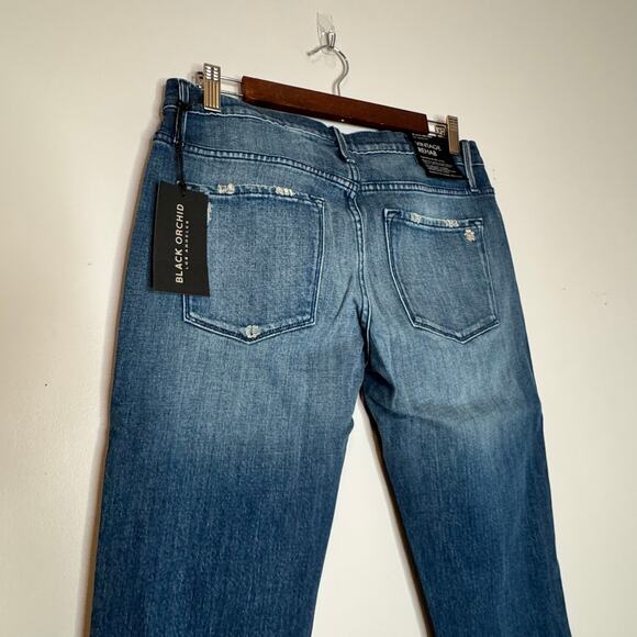 Black Orchid Distressed Blue Denim Jeans Cotton Blend Women 26 NWT - Picture 6 of 8
